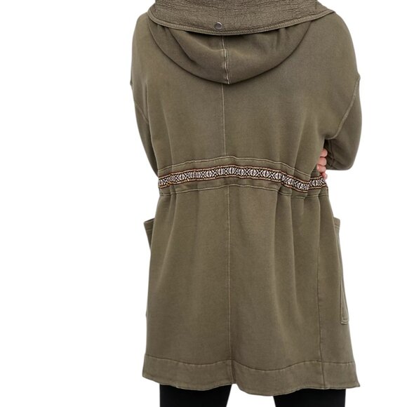 Free People Studio City Olive Hooded Oversized Jacket Small - Picture 7 of 7